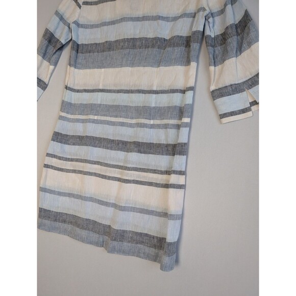 Brooks Brothers 100% Linen Shirtdress Sz 2 Dress Blue White Stripes 3/4 Sleeve - Picture 10 of 14
